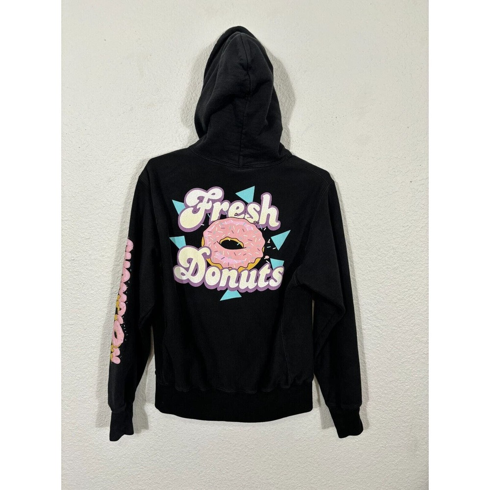 Champion Black Fresh Donuts Pullover Hoodie Mens Medium Reverse Weave